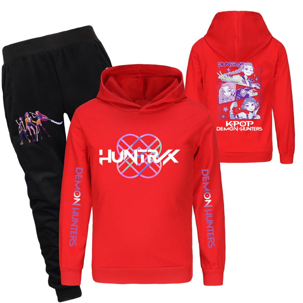 Children's Hooded Top And Pants Two-piece Tracksuit Set Long-sleeved Printed Sweatshirt Set