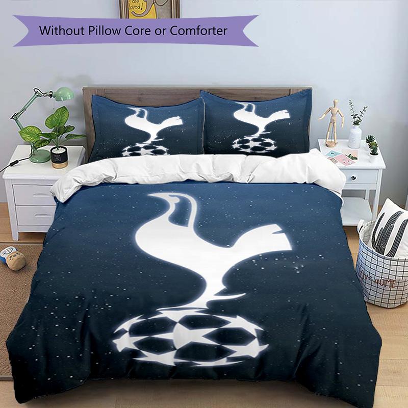 Tottenham Hotspur F.C Design Muster Bettbezug-Set – enthält 1 Bettbezug und 2 passende Kissenbezüge Schlafzimmerdekoration Weihnachtsgeschenke