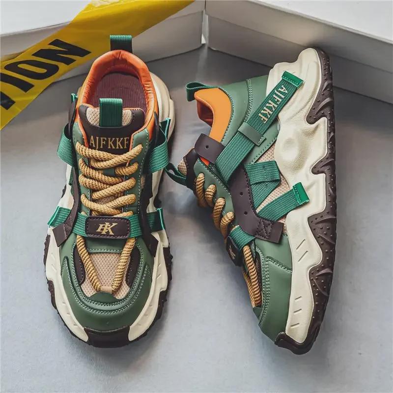 

Мужские летние повседневные спортивные кроссовки на платформе из дышащей сетки 2025 года — в стиле модного Форреста Гампа Size 44 зеленые хаки