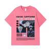275 GSM Washed T-shirts 100% Cotton Jujutsu Kaisen V26 Gojo Print Unisex Heavy Cotton T Shirt