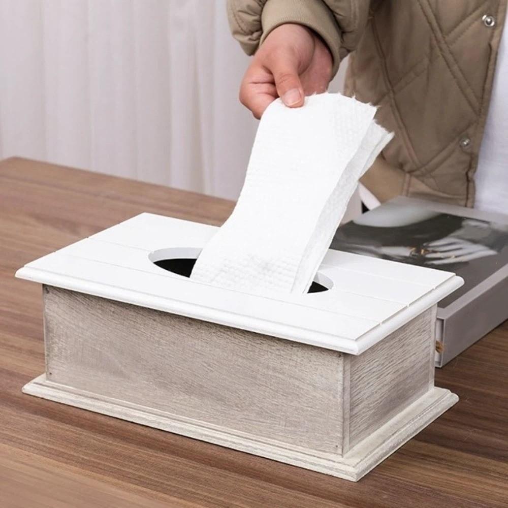 Moisture-proof Tissue Holder Exquisite Napkin Storage Container Wooden Tissue Box Dormitory