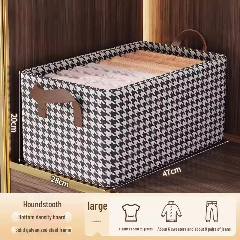 Washable Cationic Fabric Iron Frame Storage Box with Handles, Foldable Design