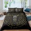 Horror House Duvet Cover Set Art Pentagram Goat Skull Devil Dream Hooded Exorcist Image Decorative Bedding SetKing Size Blue