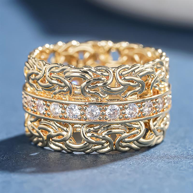 Xiaomi Huitan Cross Design Women Ring Gold Color Luxury Wedding Party Fashion Accessories Inlaid Shiny CZ Gorgeous Exquisite Jewelry