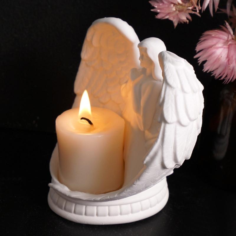 Artistic Silicone Candle Base Molds Resin Epoxy Molds Angel Shape Candle Holder Mold Silicone Texture Candlestick Mould