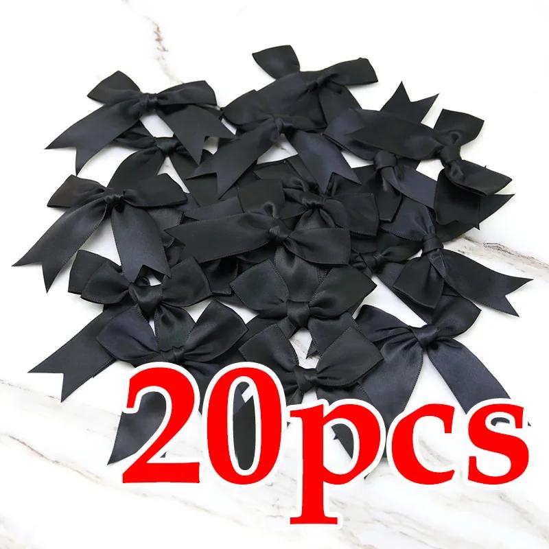 20pcs Fresh Pink Ribbon Small Packaging Bow Polyester Satin Bow Flower Handmade Tie Hair Accessories Craft Supplies
