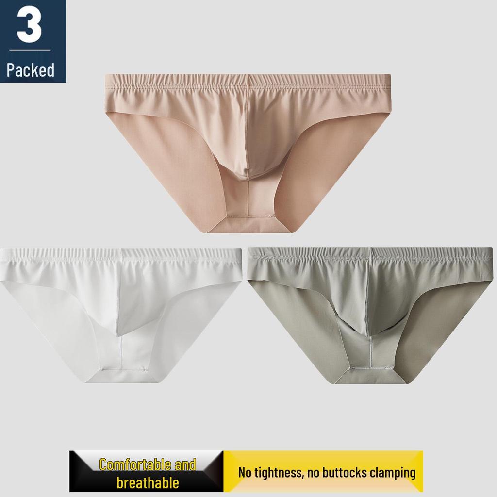 Męskie oddychające bokserki z lodowego jedwabiu chłodnego w dotyku - Jednolity kolor Plus Size