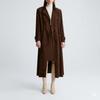 Suede Lambskin Leather Handmade Women's Dark Brown Stylish Fit Trench Coat Party