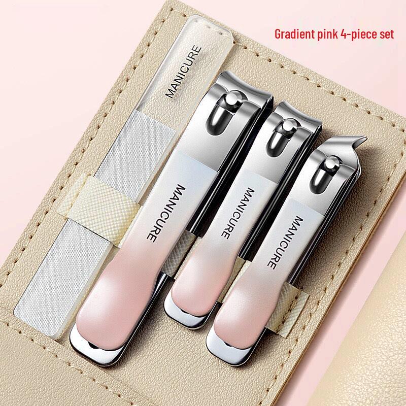 Stainless Steel Nail Clippers Set: Portable Mani-Pedi Tools with Ear Pick, Pedicure Knife, Oblique Clippers, and Dead Skin Scissors.