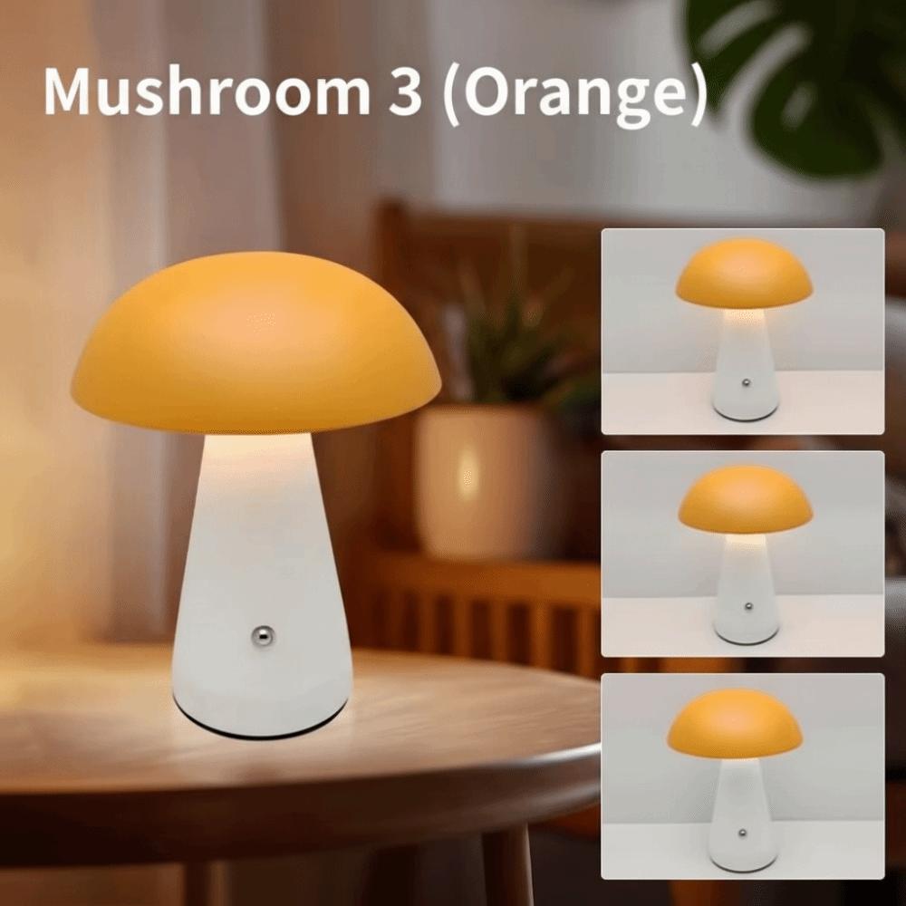 Touch-Activated Mushroom Lamp 3 Color USB Rechargeable LED Table Lamp Extended Illumination Dimmable Touch Desk Light