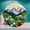 CHENISTORY Wool Felt Painting Diy Creative Making Wool Felt Kit With Embroidery Colorful Scenery Needle Wool Painting Complete K