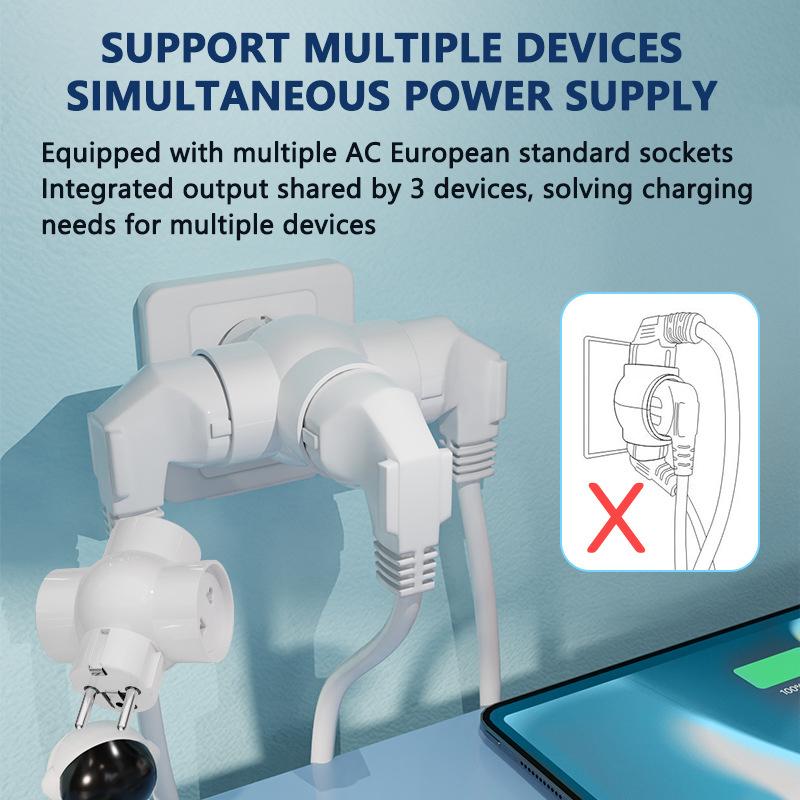 EU Elektrická zásuvka 3 zásuvky Evropský standard Adaptér Napájecí zásuvka 2kolíková zástrčka Prodlužovací konvertor Adaptér