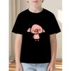 European Sizes Boys' Cute Pig Blowing Nose Print T-Shirt - Summer Short Sleeve Casual Round Neck Tee with Pig-Themed Graphic