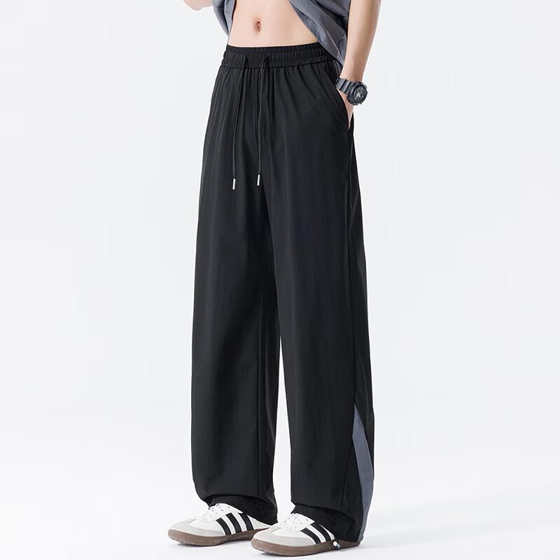 PLAYBOY Men's Summer Ice Silk Quick-Dry Loose Straight Casual Pants