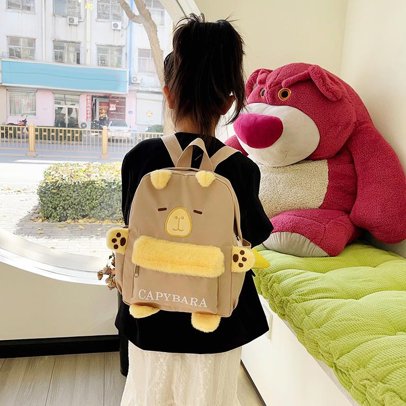 Cute Girls Trend Plush Doll Backpack Trendy Versatile Large Capacity Cartoon Soft Cute Sweet Children's Backpack