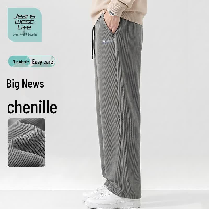 JEANSWEST LIFE Men's Breathable Straight-Leg Chenille Casual Pants