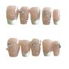 Art Handmade Nail Nude Colored Stacked Rhinestone Nail Patches Finger Decoration