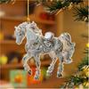 2D Acrylic Horse Car Rearview Mirror Pendant Charm Christmas Tree Ornament Party New Year Hanging Decoration