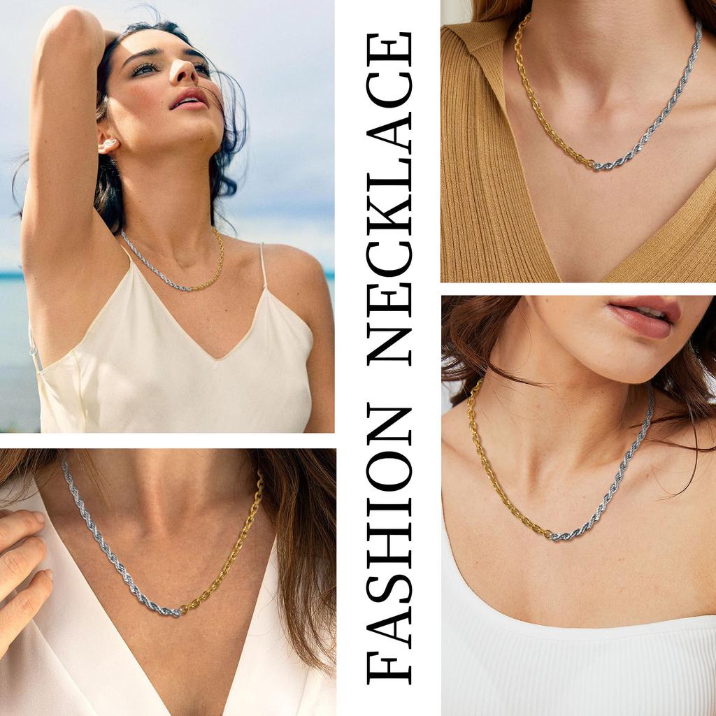 Vintage Metal Necklace for Women Hip Hop Gold&Silver Color OT Buckle Necklaces Female Clavicle Chain Trendy Jewelry