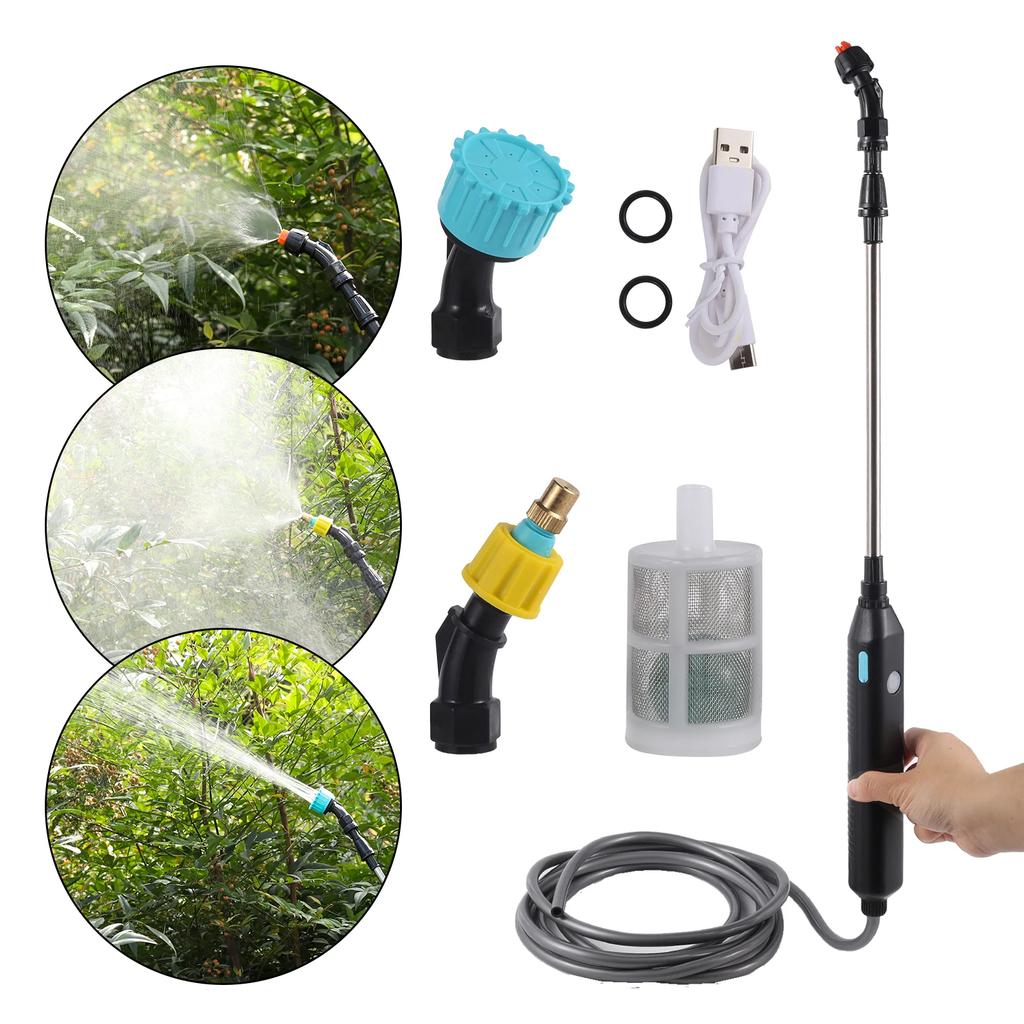 Pulvérisateur Électrique Portable Manuel Outil d'Irrigation de Jardinage USB 2400mAh Rechargeable Poignée Télescopique 3 Buses Tuyau 2/3/5M