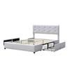 Lit 160x200 - chloe - Blanc - Sommier inclus - 4 tiroirs - Design contemporain