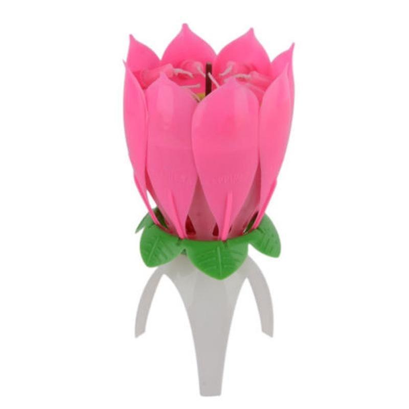 2pcs Musical Flower Music Candles Lotus Flower Candle Birthday Candles Romantic Gift
