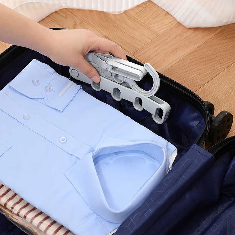 Portable Foldable Travel Hanger Folding Clothes Drying Rack Travel Hangers Hanging Rack with 5 Holes for Hotel Camping Travel