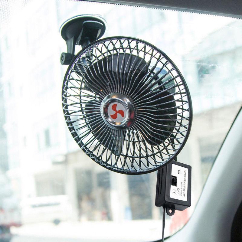 12V/24V 6" Powerful Car Van Fan Oscillating Window Dashboard Mount Cooling Cooler