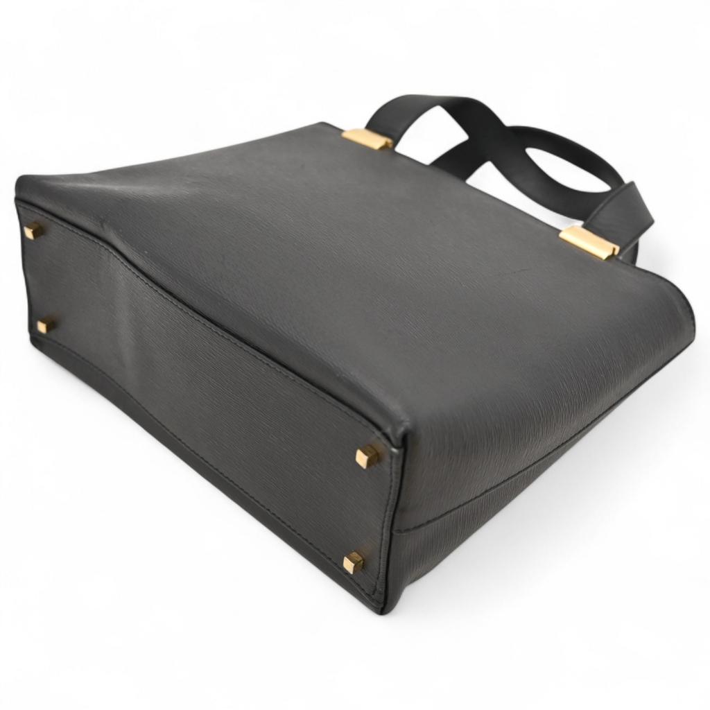 Authentische Ferragamo 2-Wege-Handtasche schwarzes Leder sf5608cc