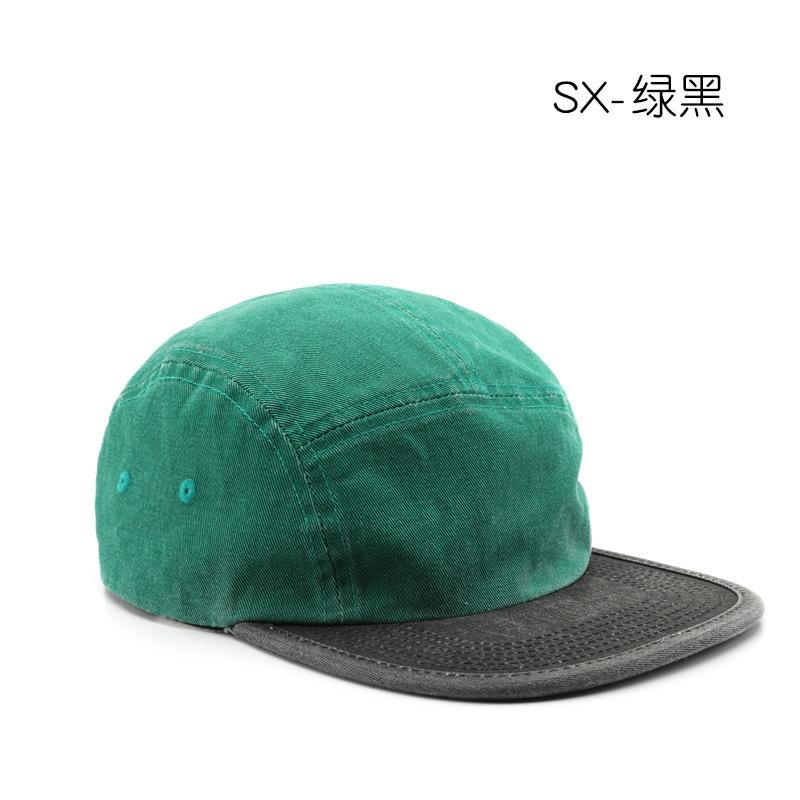 New Retro Color Matching Light Board Flat Brim Hemming Cotton Hip-hop Hat Men's and Women's Old Color Matching Solid Color Hat Tide