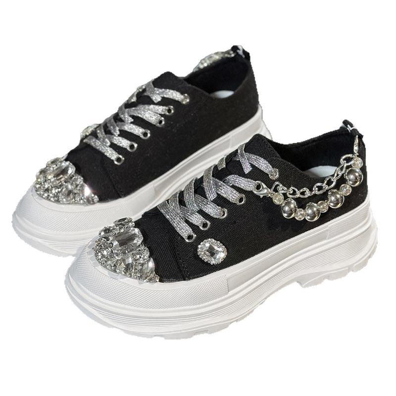 Ultralätta Vattenborr Pappa Kedja Dekoration Plattform Kilsandaler, Moderiktiga Kanvasskor