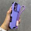 Pouzdro Armor s posuvným okénkem, ochranou, šňůrkou na zápěstí pro iPhone 17 Air 16 15 13 12 11 14 Pro Max, jednobarevný nárazník, kryt se šňůrkou