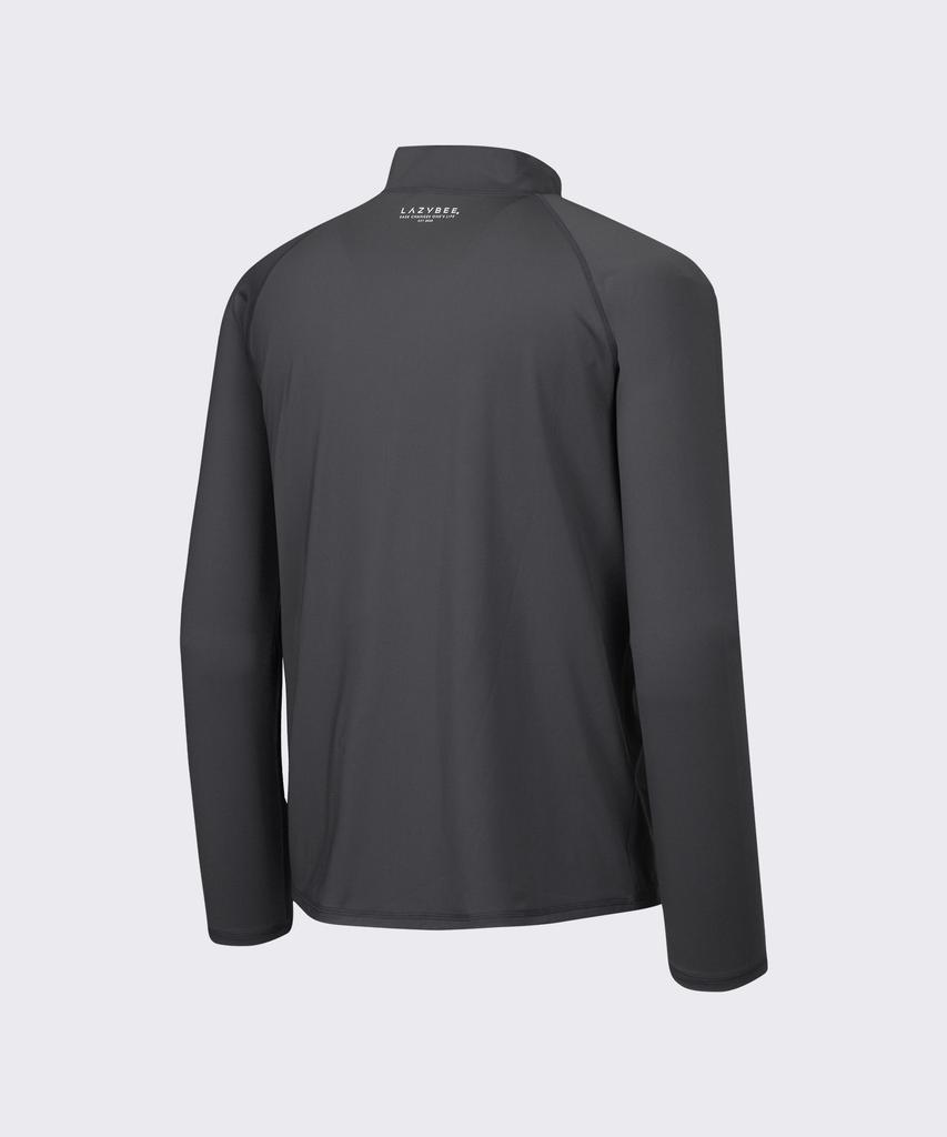 Leijibi [Set] Essential Loose Fit Long Sleeve Zip-Up Rash Guard + Swimsuit Shorts Set M Charcoal
