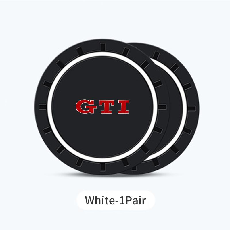 

2026 Hot Sticker 2PCS Car Coasters Water Cup Slots Non-Slip Mat Waterproof Cup Pad For Volkswagen VW GTI Scirocco Jetta Beetle G