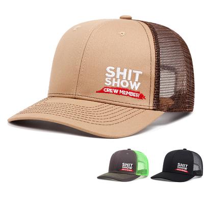 Promoção Imperdível SHIT SHOW Bordado Boné Unissex Estilo Aba Ligeiramente Curva Boné Trucker Casual Respirável para Exterior Chapéu de Verão com Tela
