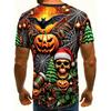 Men's Halloween Pattern Printed T-shirt Sports Short Sleeved Crew Neck T-shirt for Summer Outdoor Fitness Workout Men's Clothing