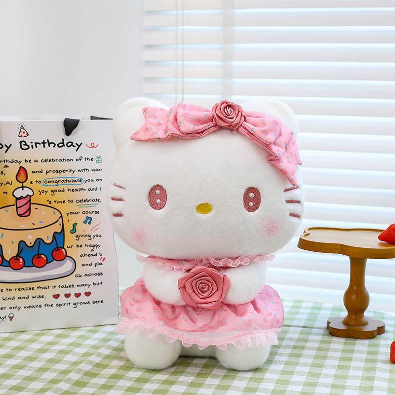 New Sanrio Kawaii Rose Hello Kitty Plush Toy Cinnamoroll Stuffed Doll Hello Kitty Cinnamoroll Birthday Christmas Gift for Kids