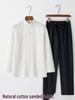 Men's Chinese Style Long-Sleeve Tang Suit Set with Frog Buttons - Retro Tea & Tai Chi Two-Piece