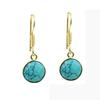 Solid 925 Sterling Silver Round Turquoise Gemstone Gold Plated Earrings Gift For Her