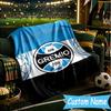 Custom Name Gremio Football Club Emblem Flannel Blanket, Use for Birthday/Holiday Gift, Soft Blanket for Sofa/Bed/Camping/Office, Home Decor