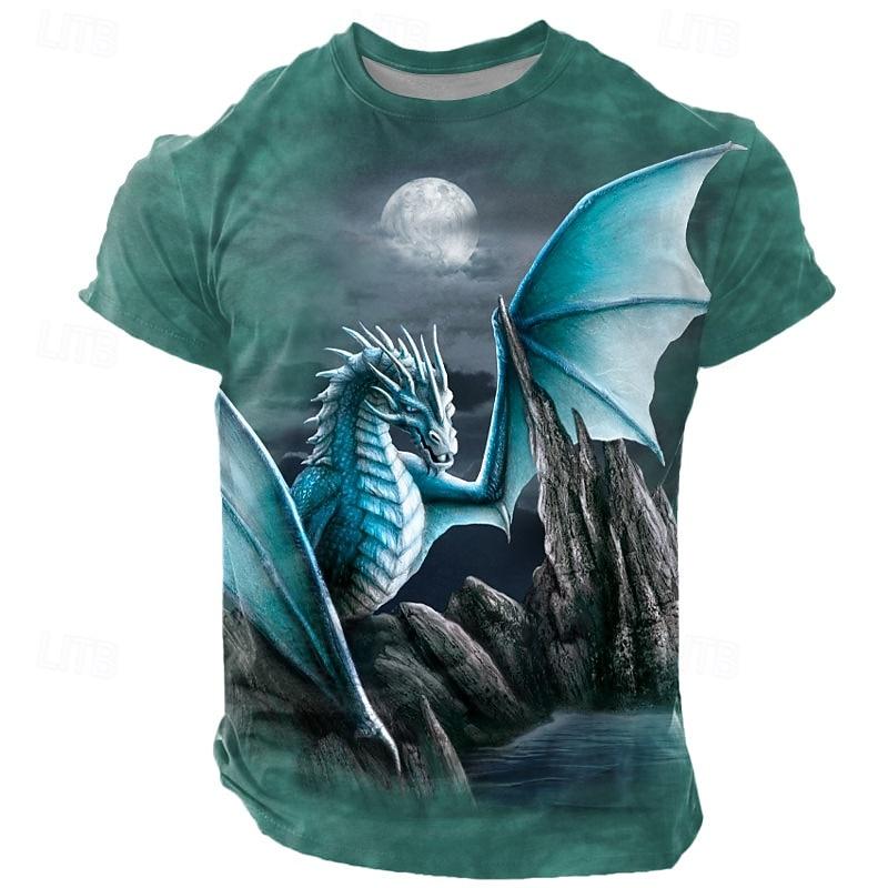 

Men s Sarah Richter Dragon 3D T Shirt Short Sleeve T shirt 3D Print Crew Neck Shirt Exaggerated Designer Artistic XL