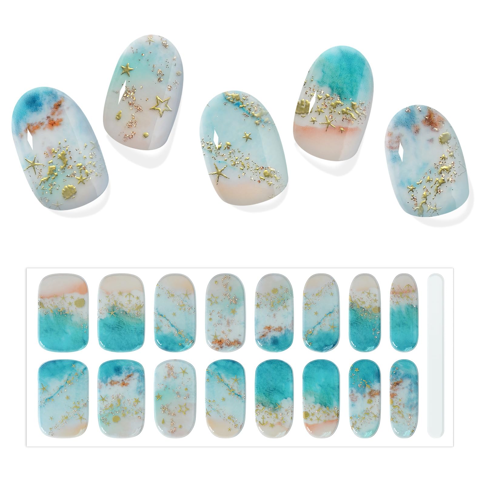 

Chisafly Гель для укрепления ногтей Летний маникюр Просто наклейки Набор гелевых наклеек Океан, Тип, Наклейки, На, 16, Ногтей, Блестящие, Милые, Пухлые, Самоклеящиеся, зелёный
