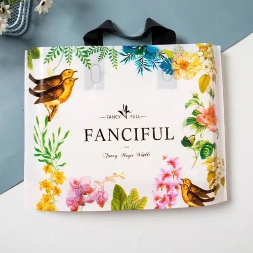 50pcs Plastic Handbag Clothing Store Shopping Packaging Gift Storage Portable Color Shop Universal Bags for Business Pocket