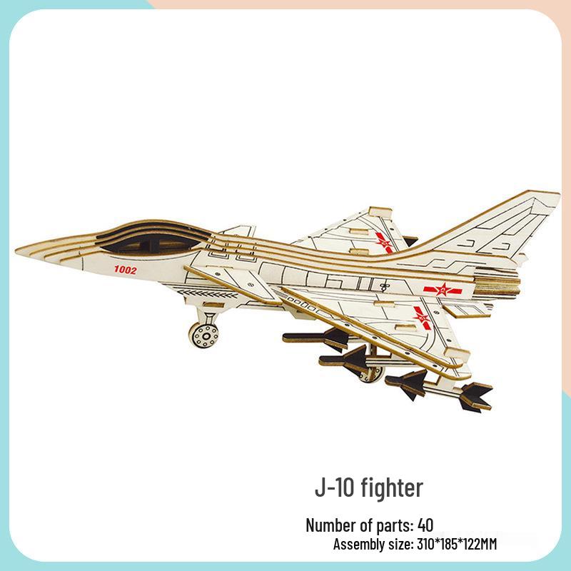 Children's Handmade Wooden Airliner Model 3D Puzzle Educational Toy