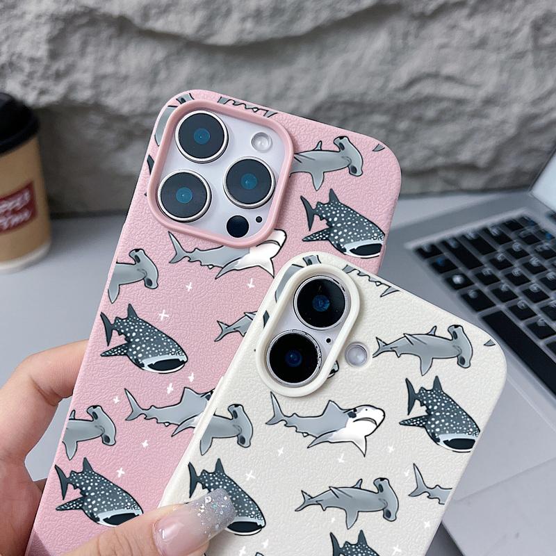 Shark Pattern Shockproof Phone Case For iPhone 16 16E 15 Pro Max 14 Pro 13 12 11 Matte TPU Soft Anti-Fall Bumper Cover
