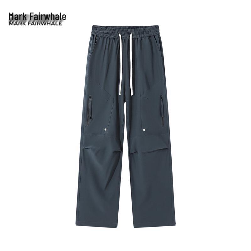 MARK FAIRWHALE Men s Summer American Style Loose Straight Casual Pants 3XL темно-серого