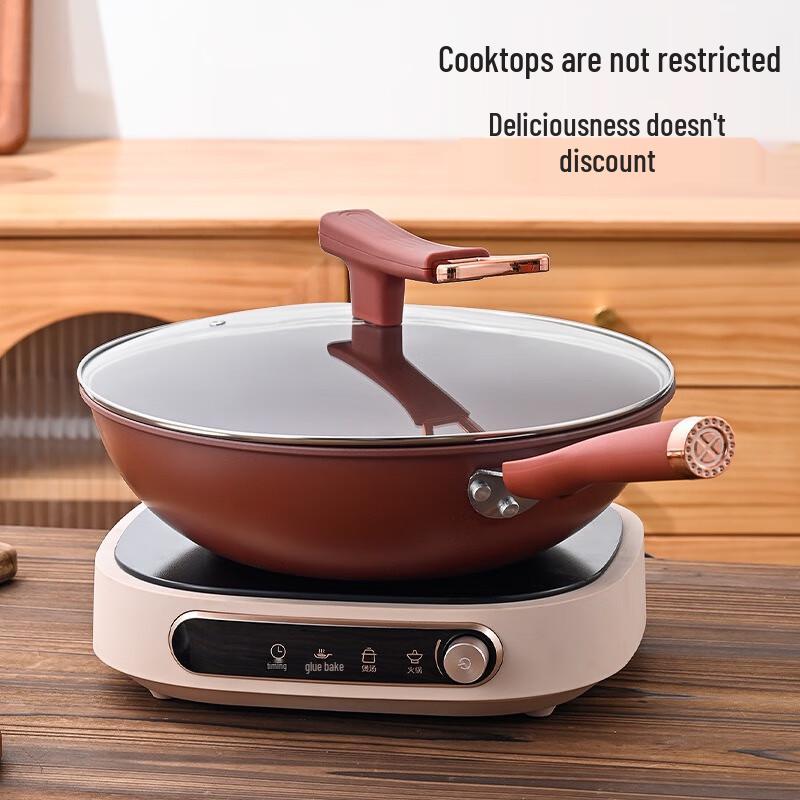 Wutuo 30cm Purple Clay Non-stick Wok with Lid