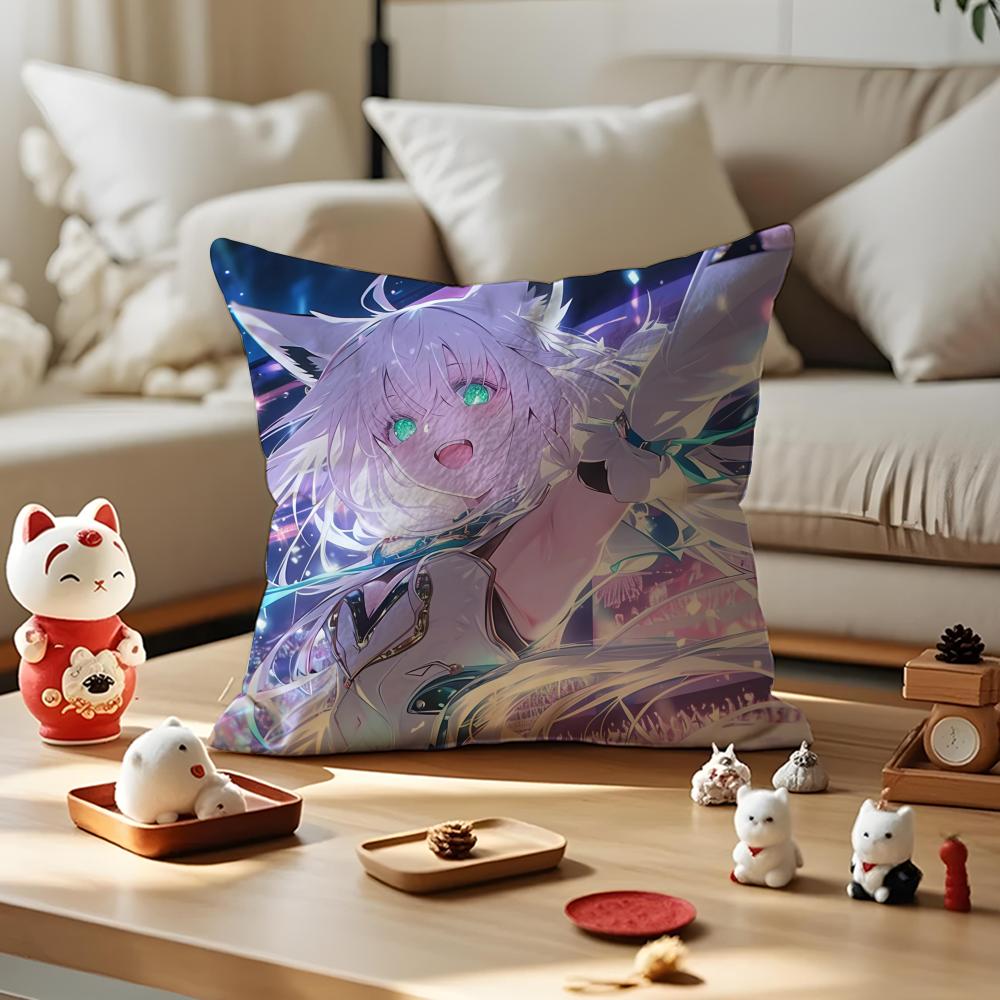 SShirakami Fubuki Pillow Case Antidustmite Pillowcase Invisible Zipper Silky Short Plush Sofa Cushion Cover