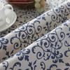 Retro Blue And White Porcelain Pattern Round Tablecloth With Stitching Lace Tassels Dining Table Cloth For Home Garden Tea