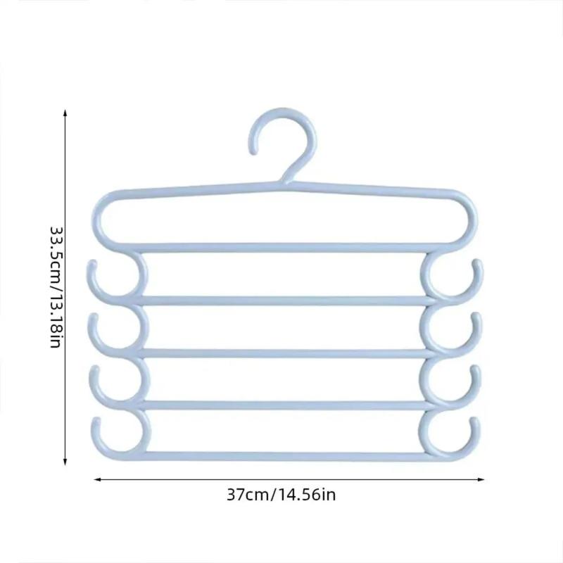 5 Tier Non Slip Multi Layer Clothes Hanger for Wardrobe Organization Space Saving Closet Storage Rack for Pants Ties and Scarves